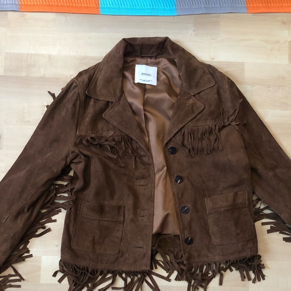 Leather fringe jacket